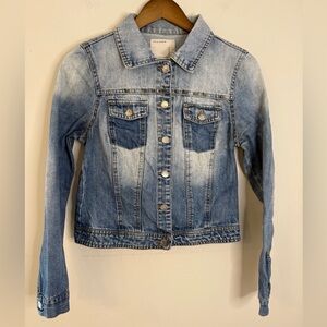 life in progress metal spiked grungy denim jeans jacket SZ M